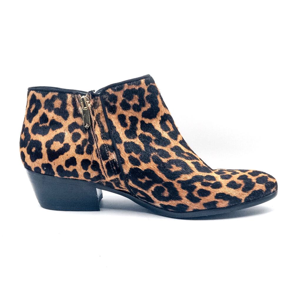 Sam Edelman Ankle Boots US Size 9.5 Orange Leopard Edgy Glam Stacked Heel - Picture 3 of 9